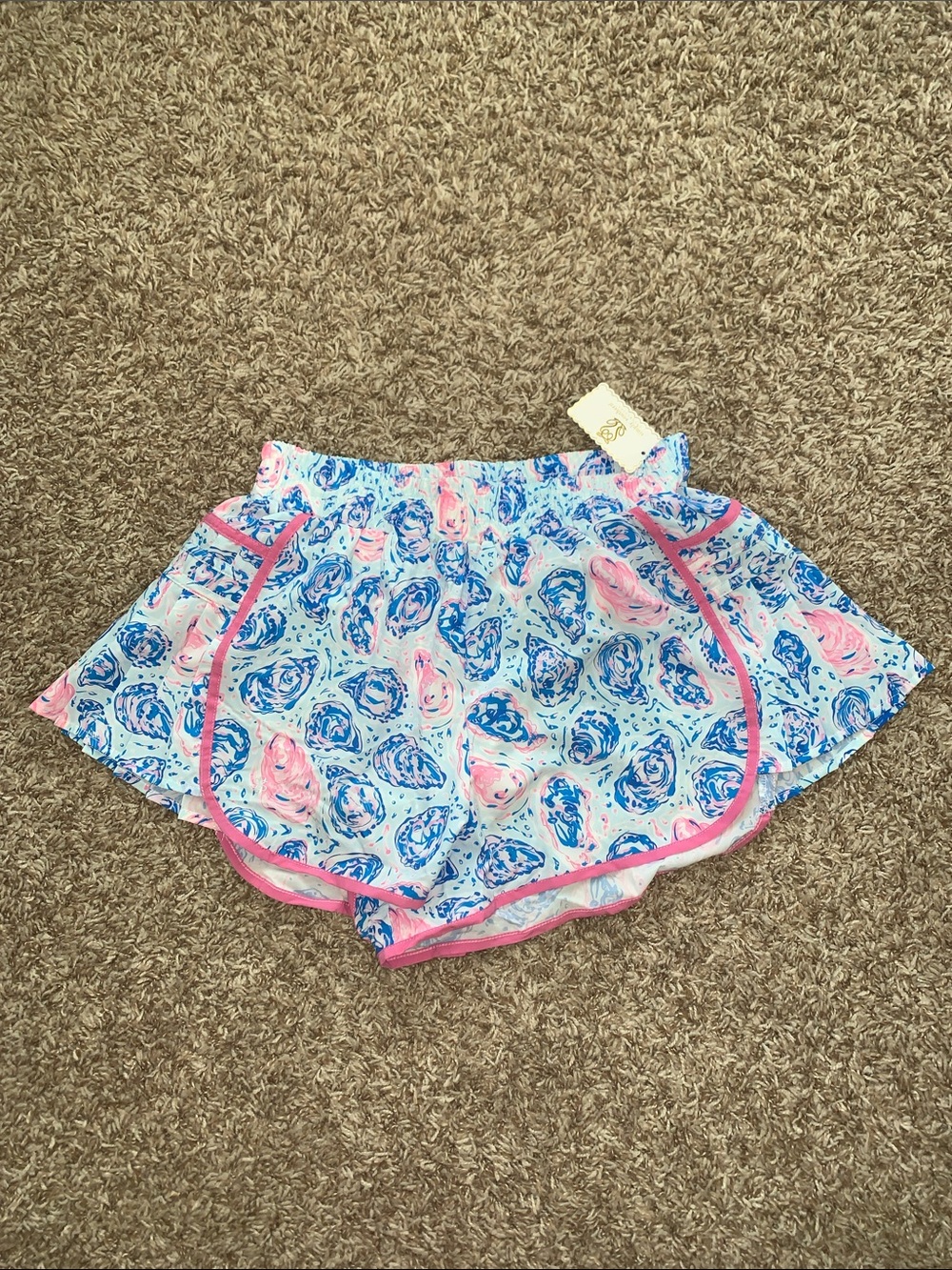 NWT Women’s Simply Southern Blue & Pink Abstract Print Ruffle Athletic Shorts